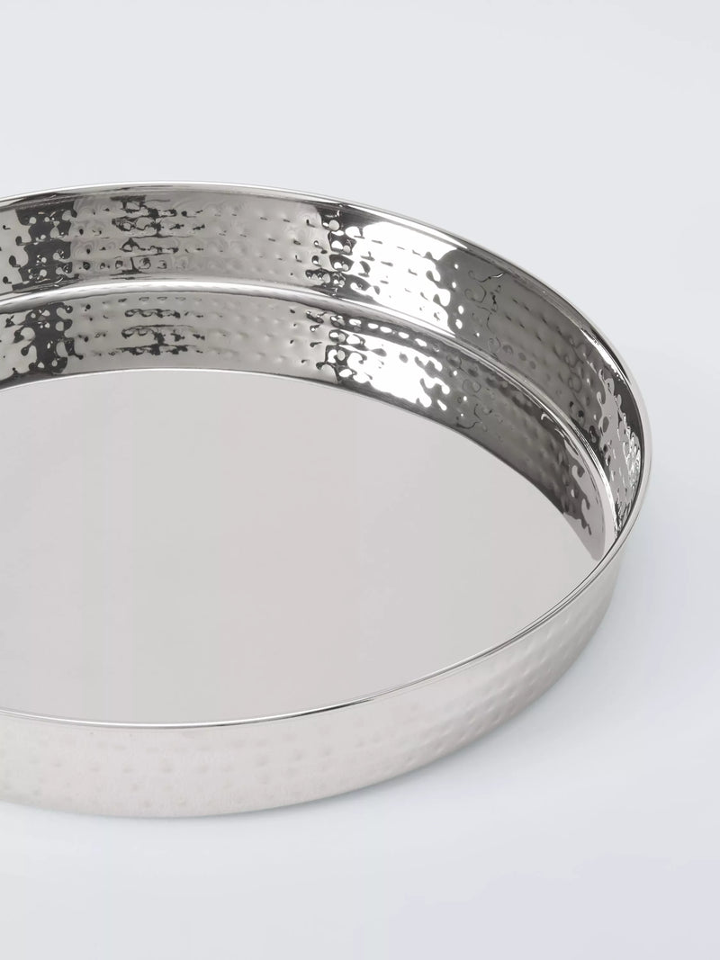 John Lewis hammered stainless steel round tray 32cm - British product