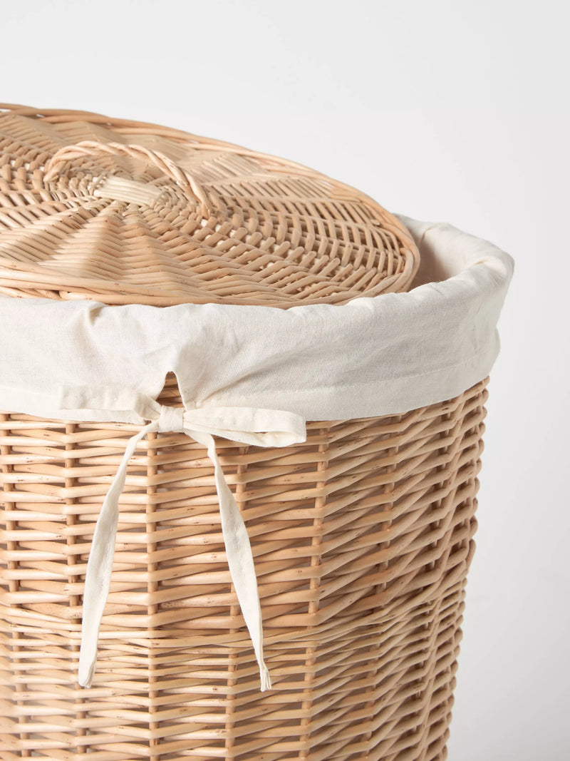 John Lewis round wicker laundry basket with cotton liner, UK version