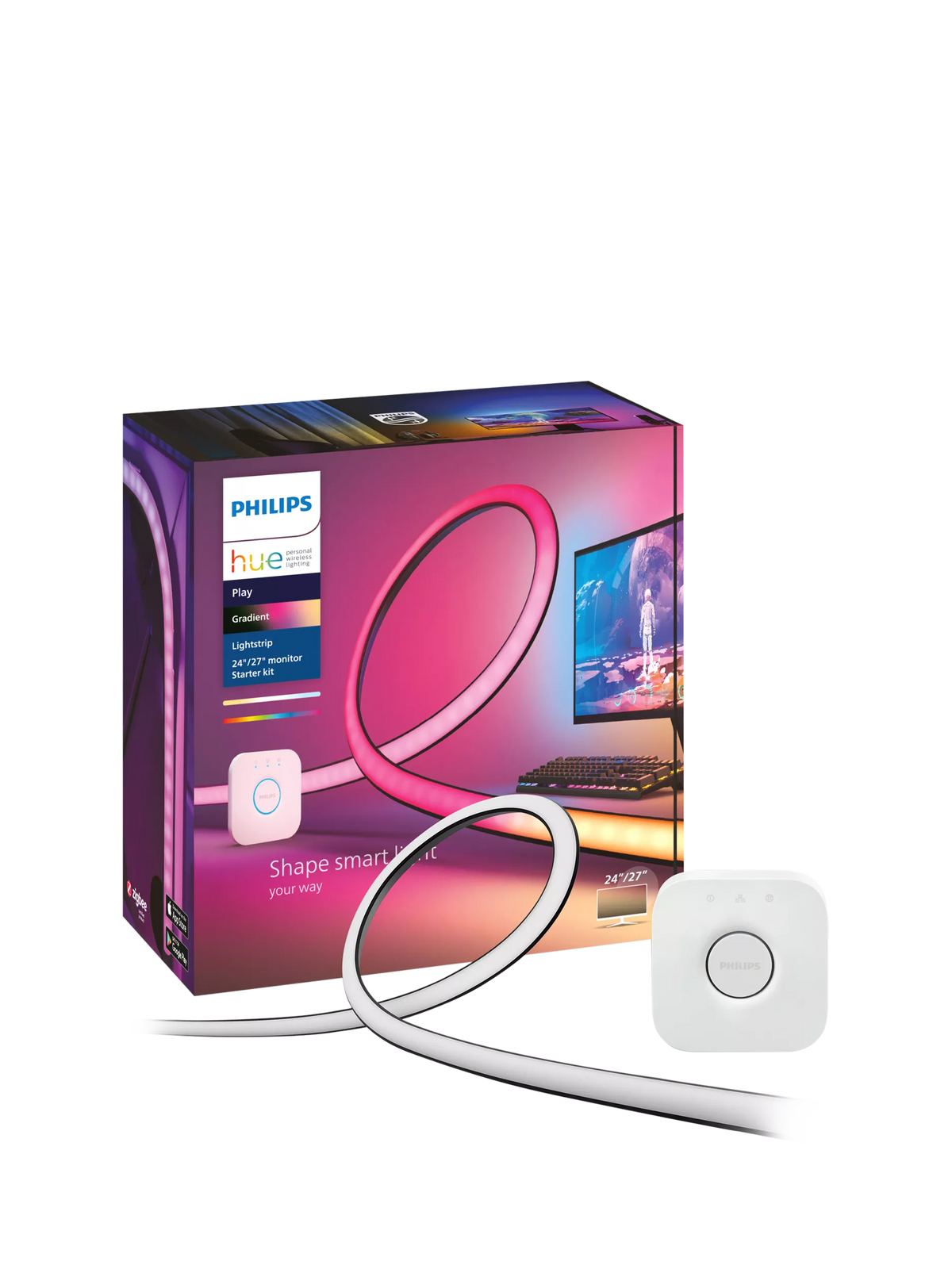 Philips Hue Play Gradient smart lightstrip for 24-27 inch monitors (British brand)