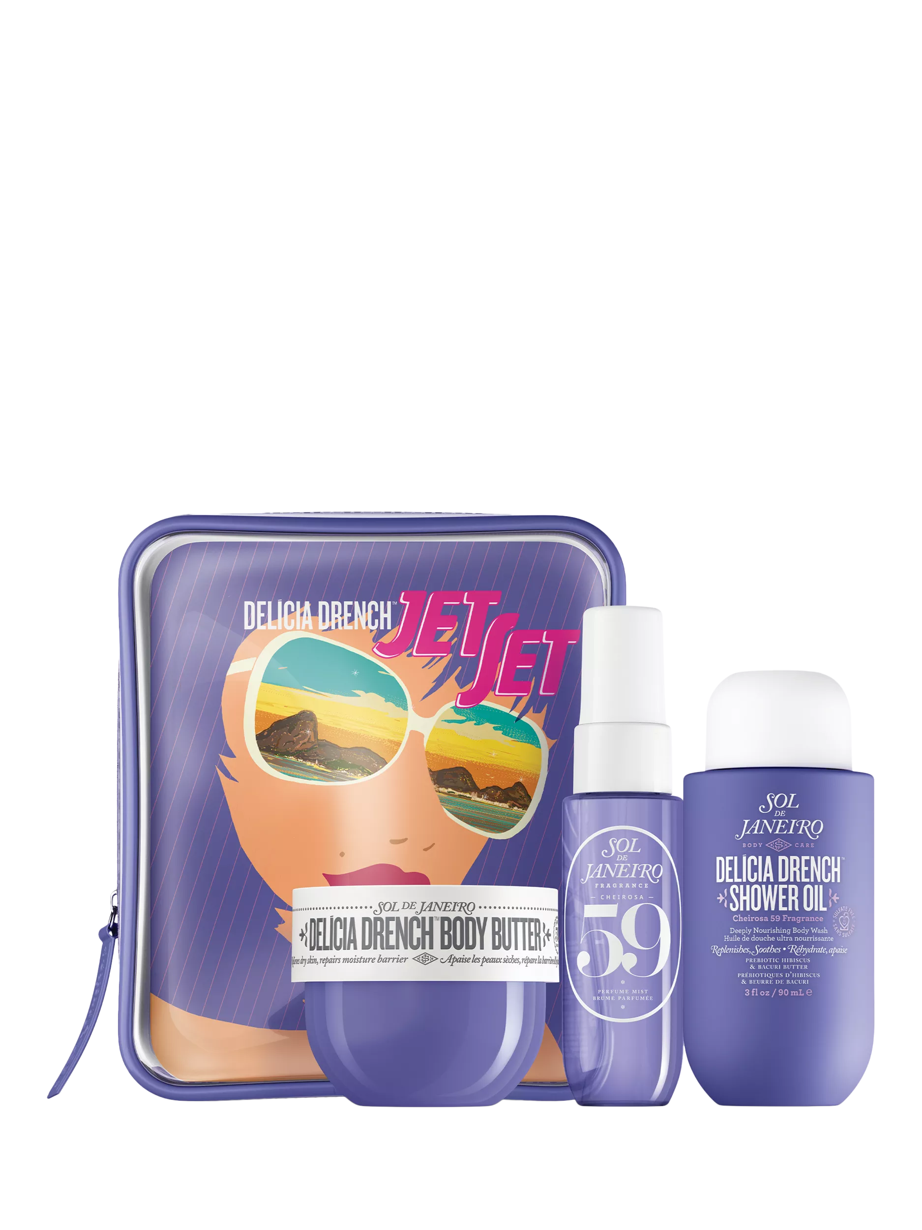 Sol de Janeiro Delícia Drench Jet Set bodycare gift set, imported from the UK