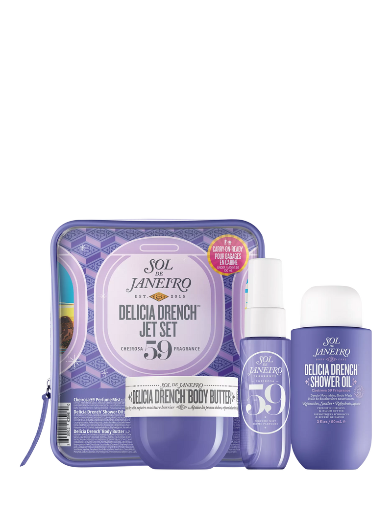 Sol de Janeiro Delícia Drench Jet Set bodycare gift set, imported from the UK