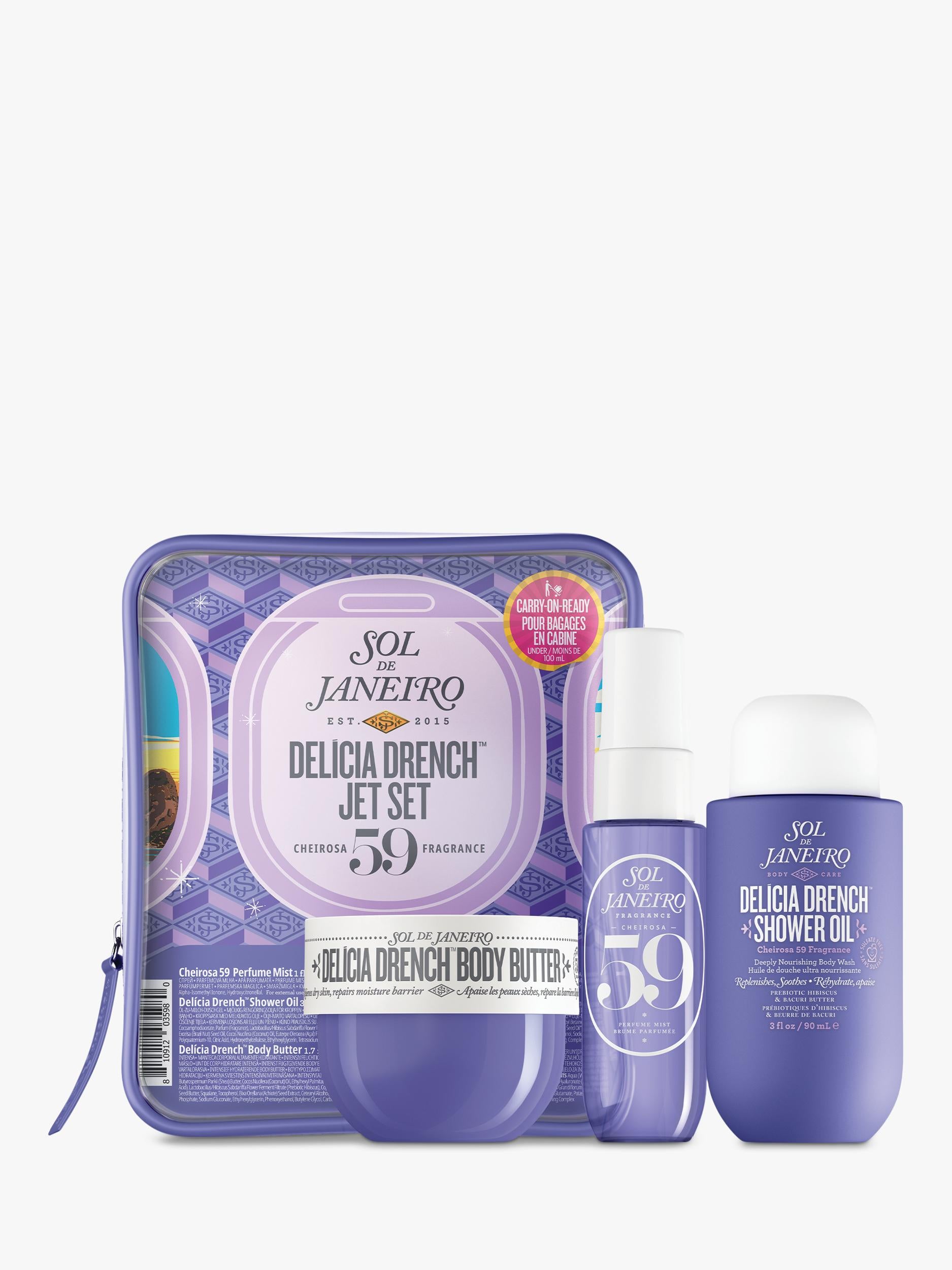 Sol de Janeiro Delícia Drench Jet Set bodycare gift set, imported from the UK