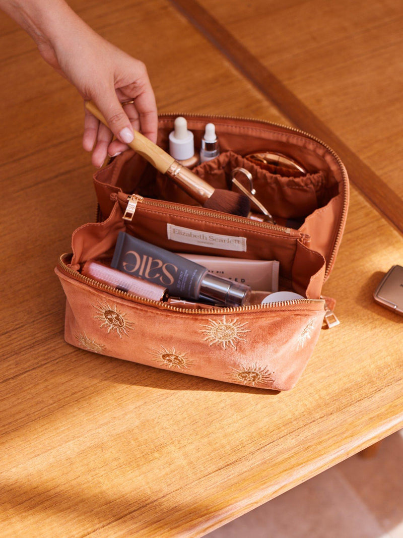Elizabeth Scarlett Sun Goddess makeup bag Rust - British product