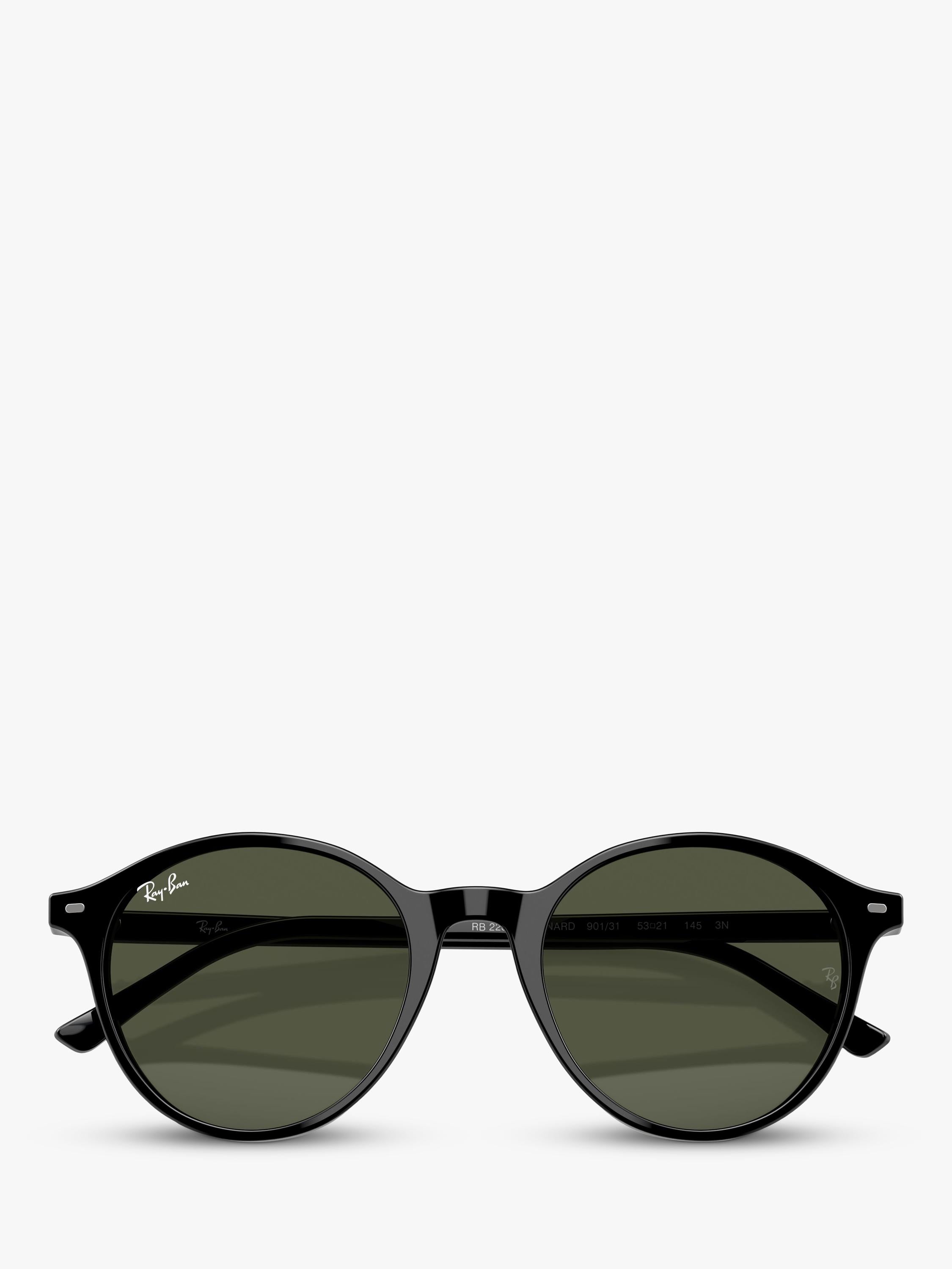 Ray-Ban round sunglasses black frame green lenses - British product