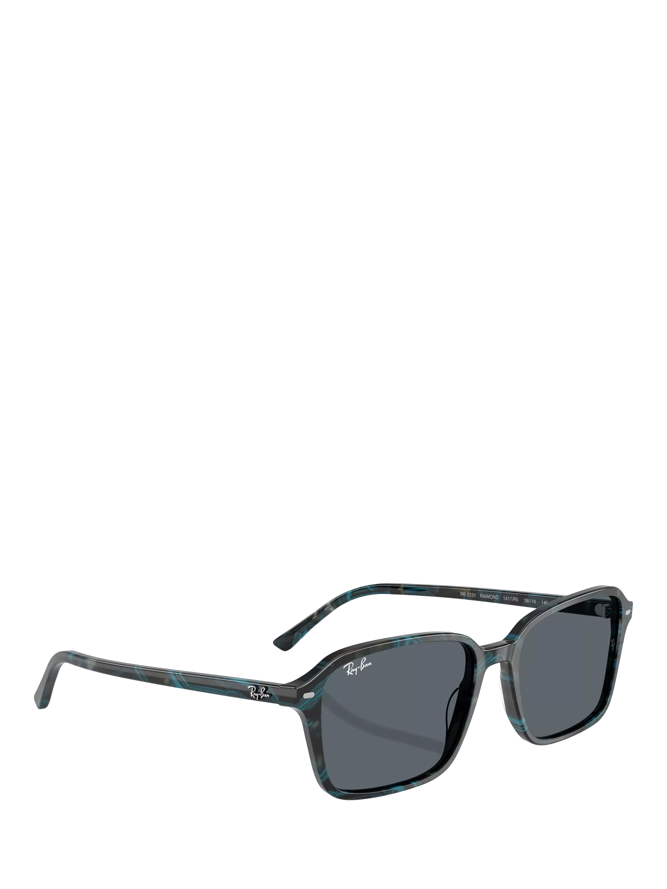 Ray-Ban RB2231 rectangular sunglasses blue frame glass lens, imported from the UK