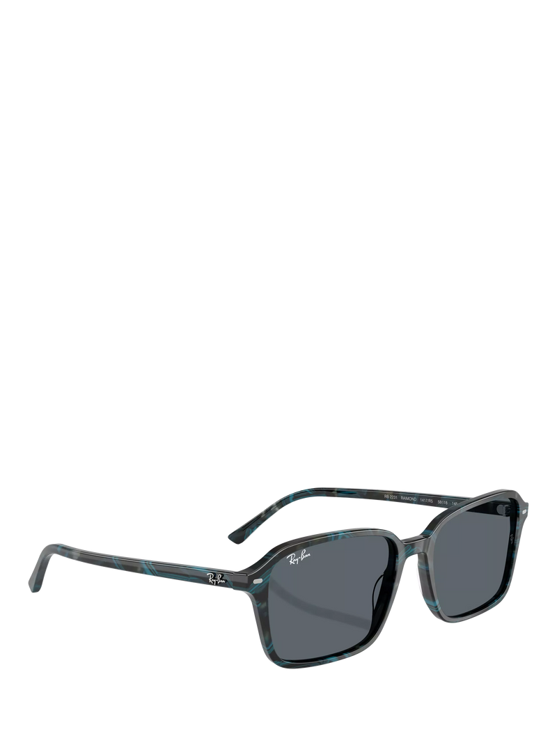Ray-Ban RB2231 rectangular sunglasses blue frame glass lens, imported from the UK