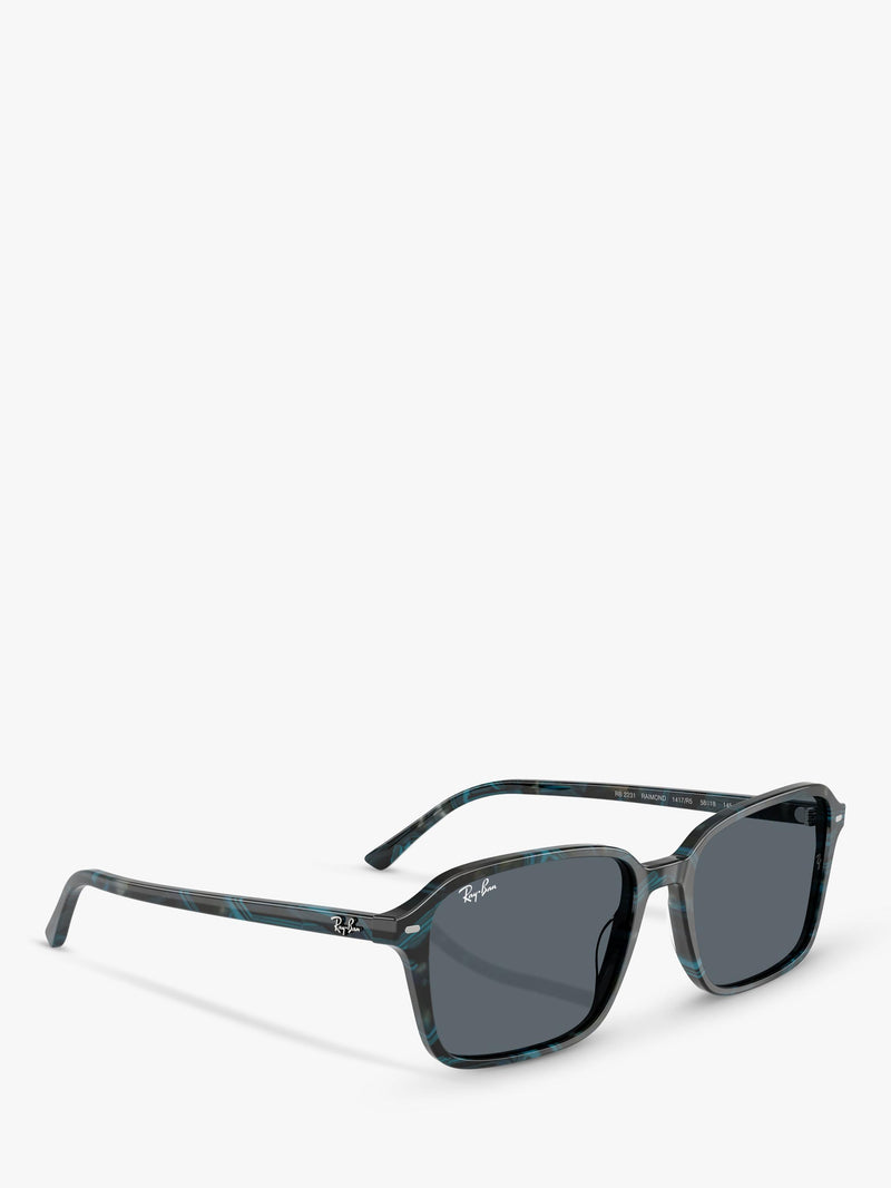 Ray-Ban RB2231 rectangular sunglasses blue frame glass lens, imported from the UK