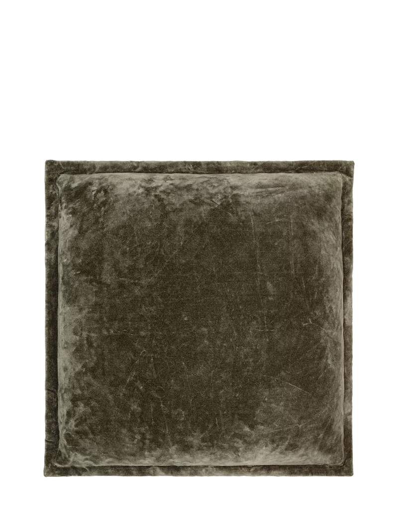 nkuku Pilani Square cushion cover in moss green (British brand)