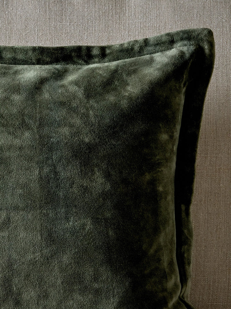 nkuku Pilani Square cushion cover in moss green (British brand)