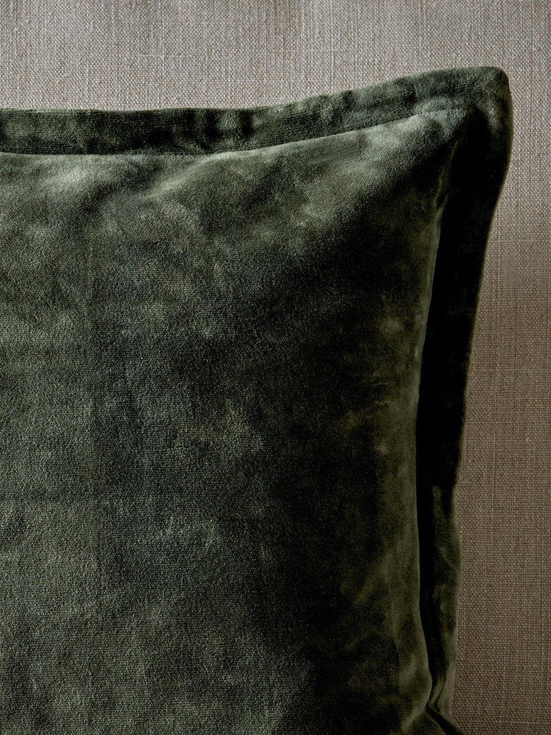 nkuku Pilani Square cushion cover in moss green (British brand)