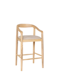 nkuku Anbu counter chair natural mango wood linen seat, UK version
