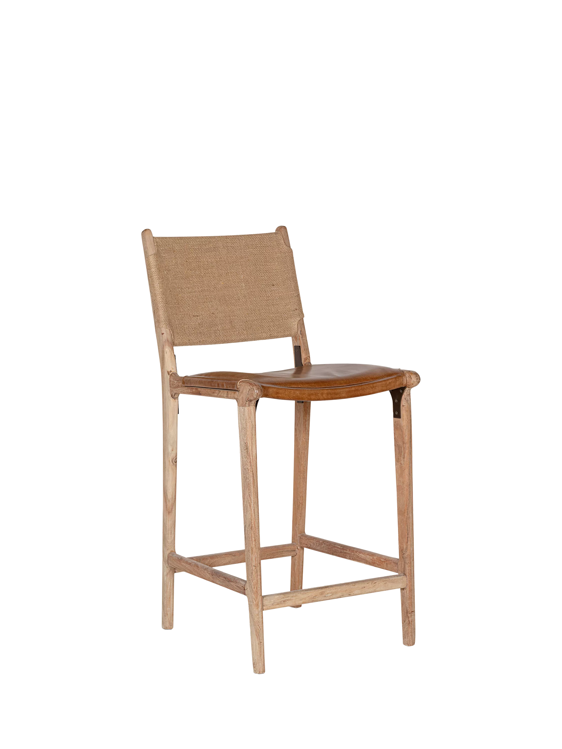 nkuku Nayan counter chair in tan buffalo leather, imported from the UK
