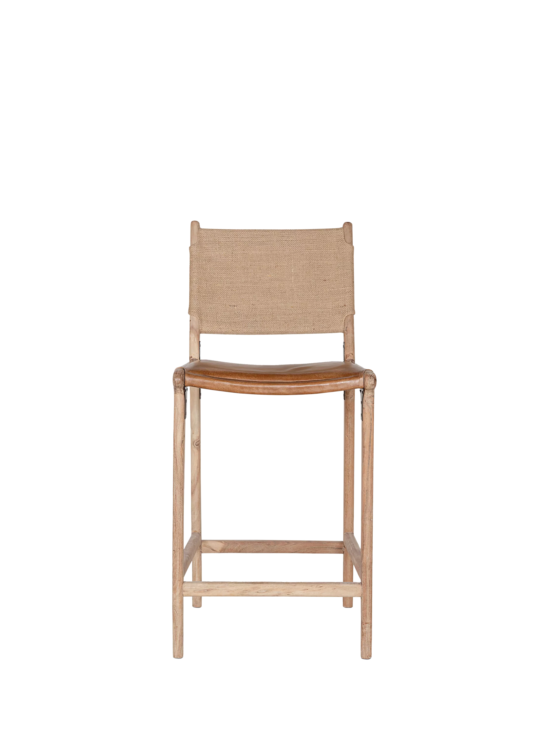 nkuku Nayan counter chair in tan buffalo leather, imported from the UK