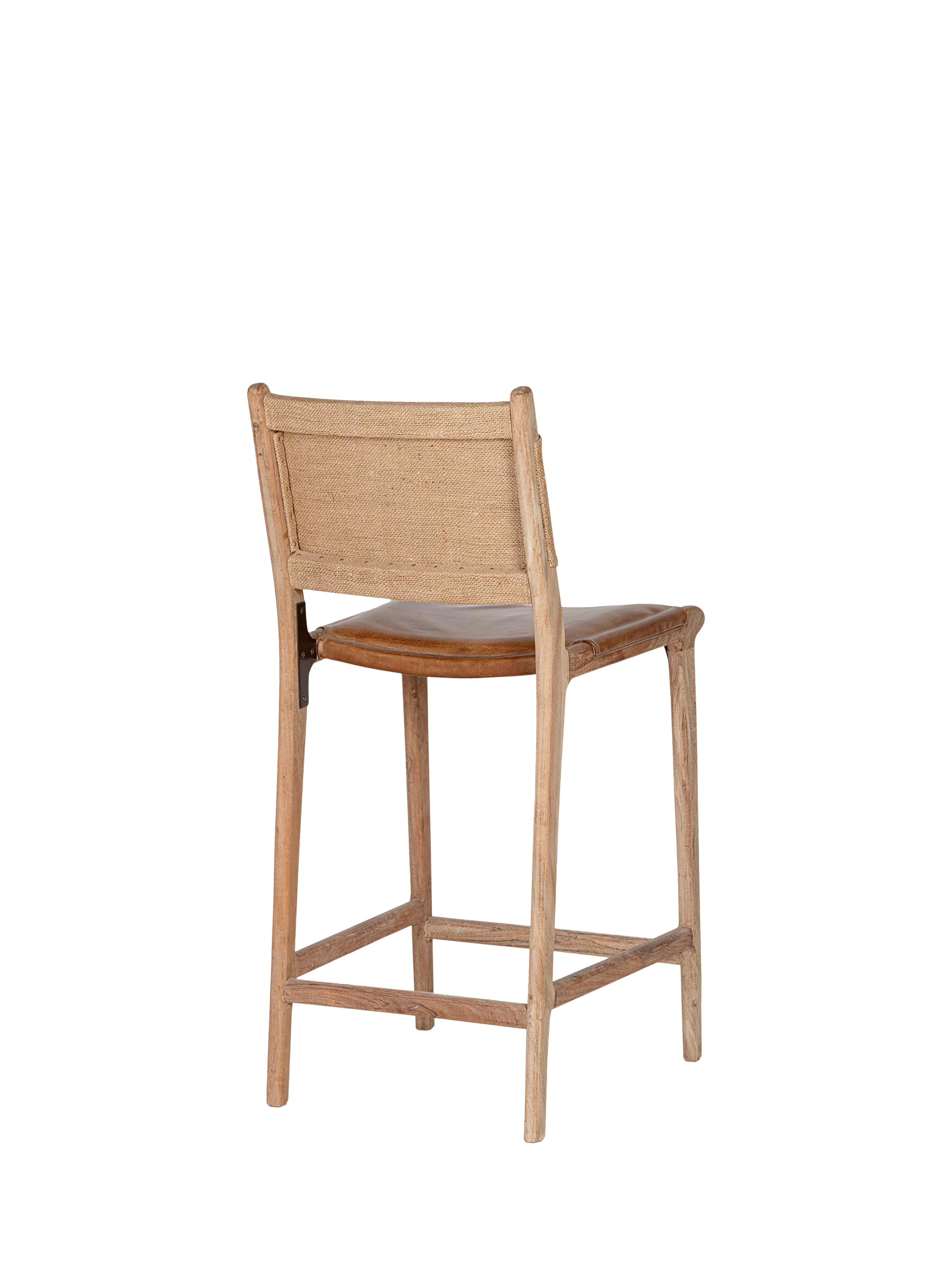 nkuku Nayan counter chair in tan buffalo leather, imported from the UK