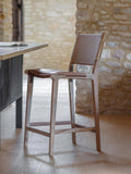 nkuku Nayan counter chair in tan buffalo leather, imported from the UK