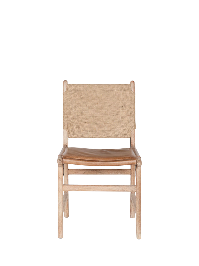 nkuku Nayan dining chair in tan, imported from the UK