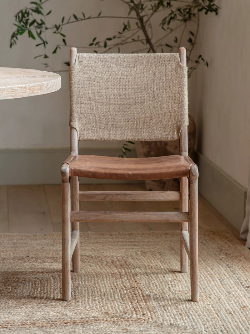 nkuku Nayan dining chair in tan, imported from the UK