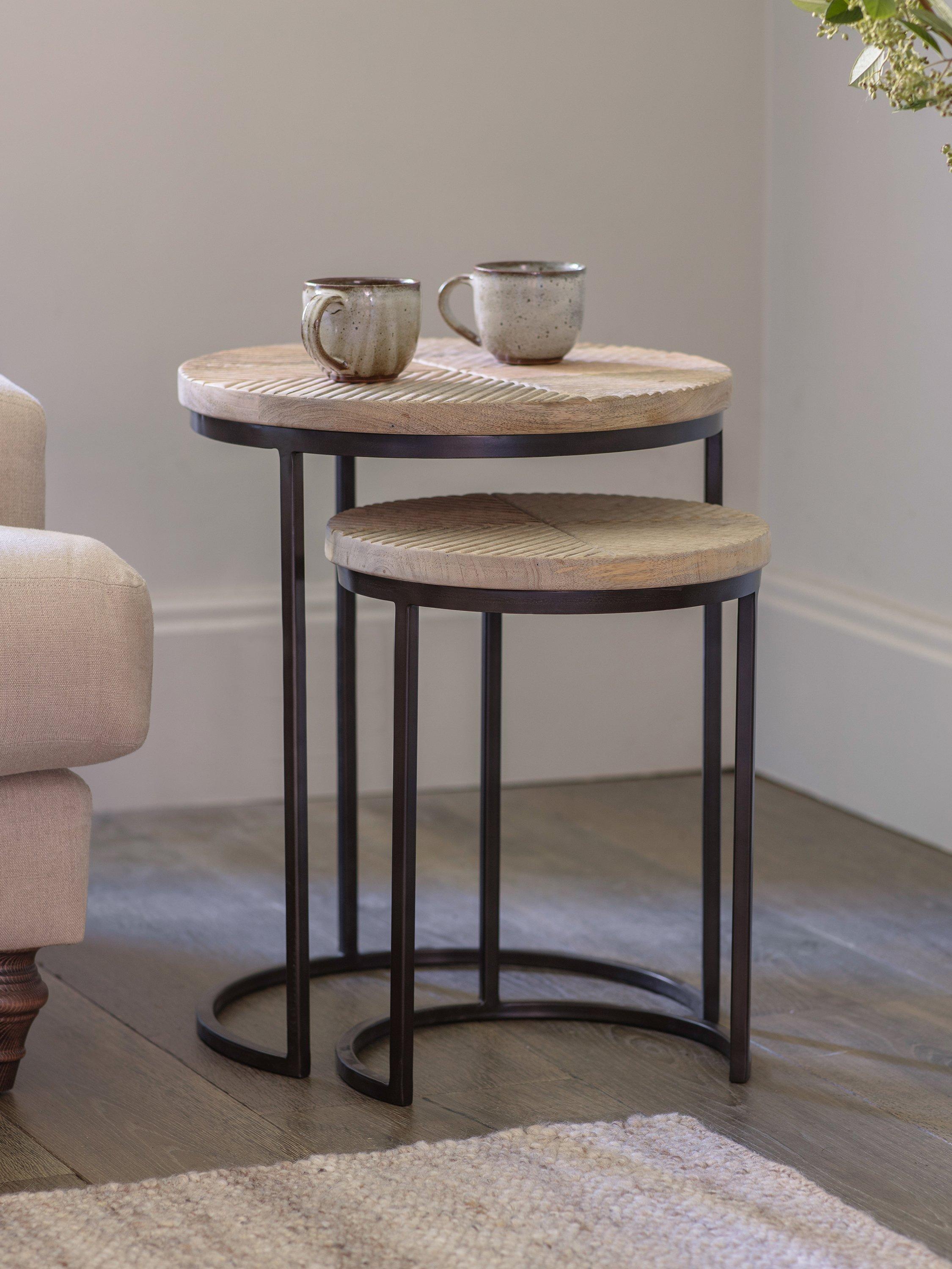 nkuku Aasha nesting side tables natural mango wood (British brand)
