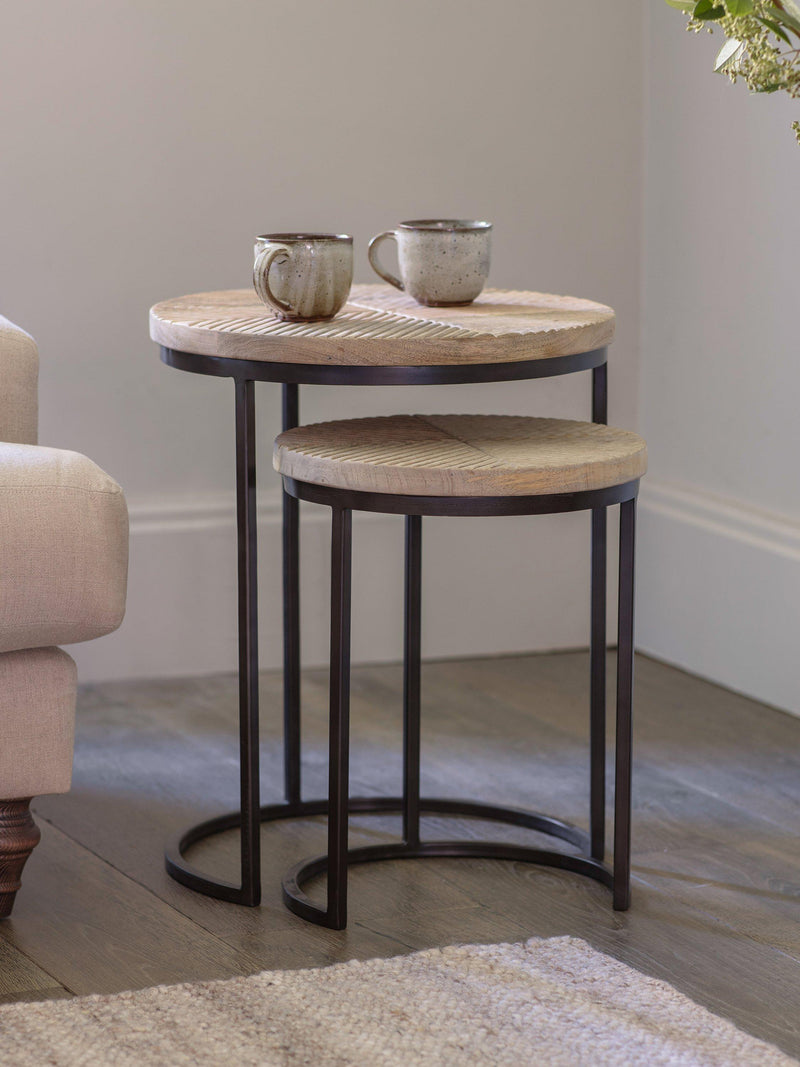 nkuku Aasha nesting side tables natural mango wood (British brand)
