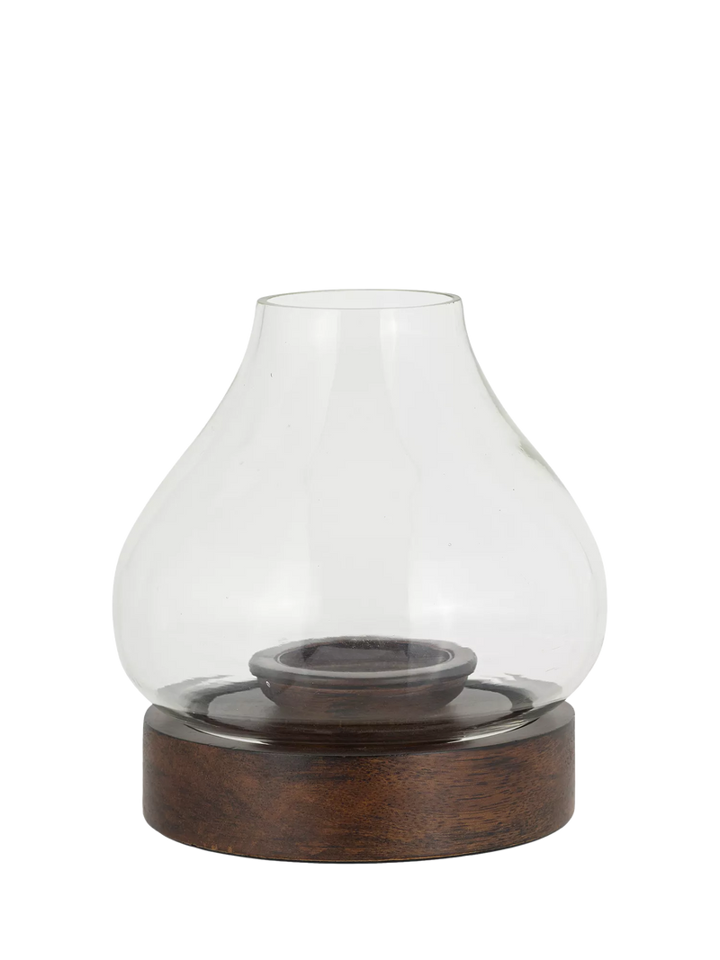 nkuku Narya lantern candle holder dark stain small (British brand)