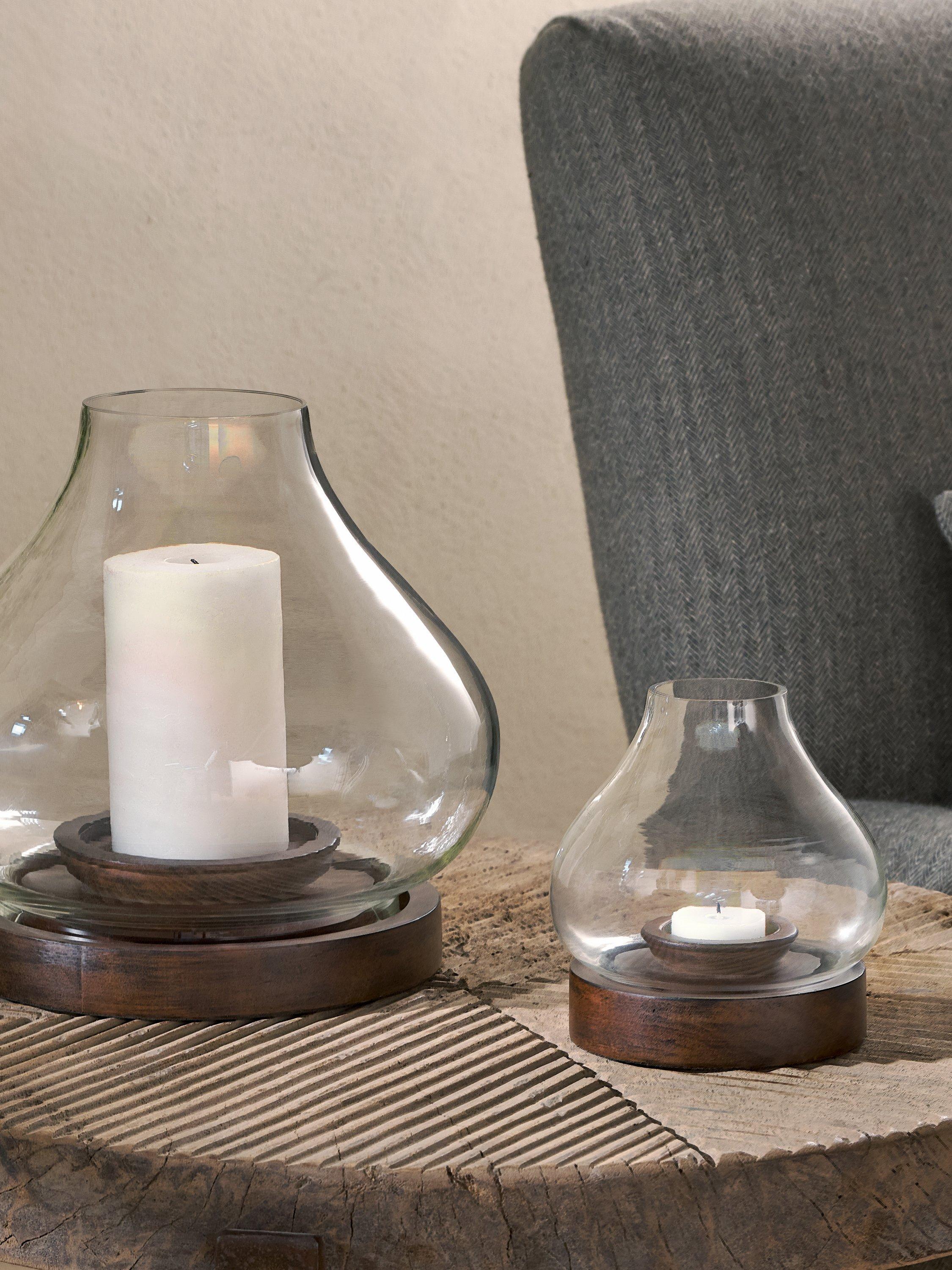 nkuku Narya lantern candle holder dark stain small (British brand)