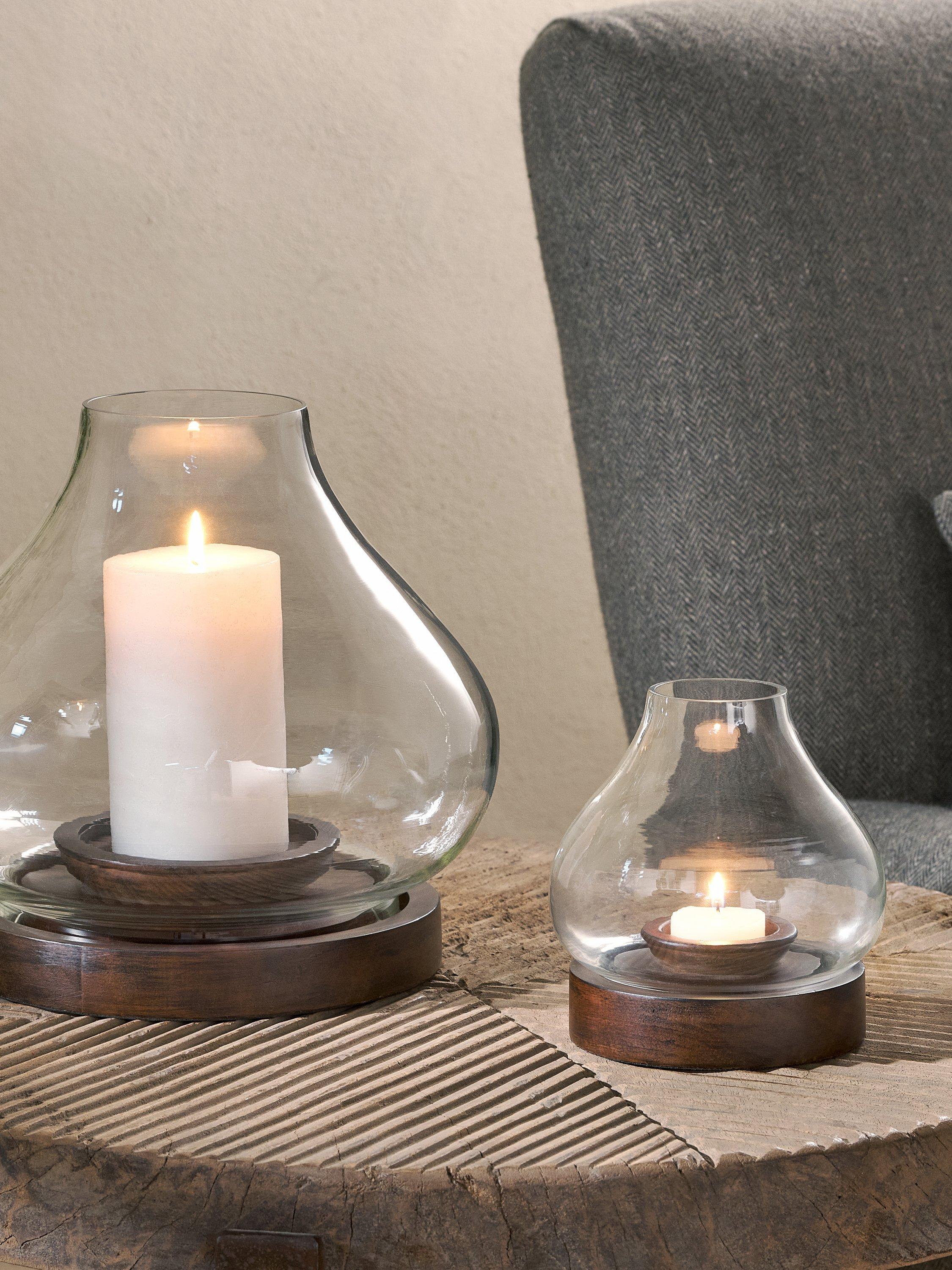 nkuku Narya lantern candle holder dark stain small (British brand)