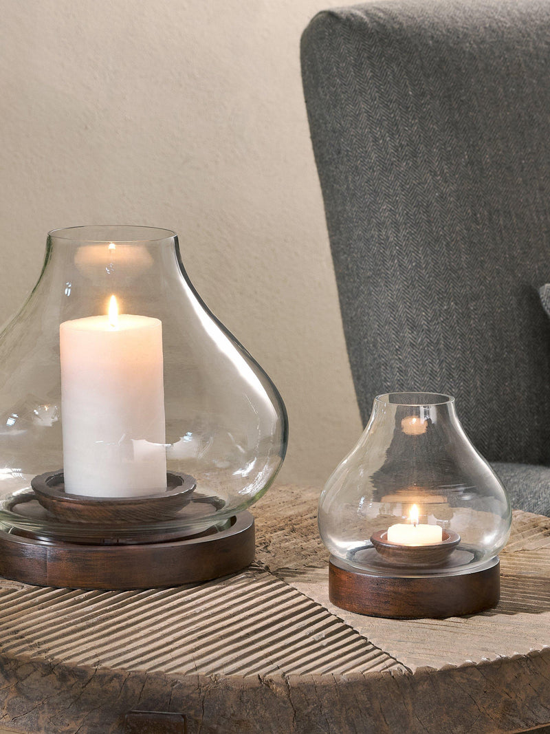 nkuku Narya lantern candle holder dark stain small (British brand)