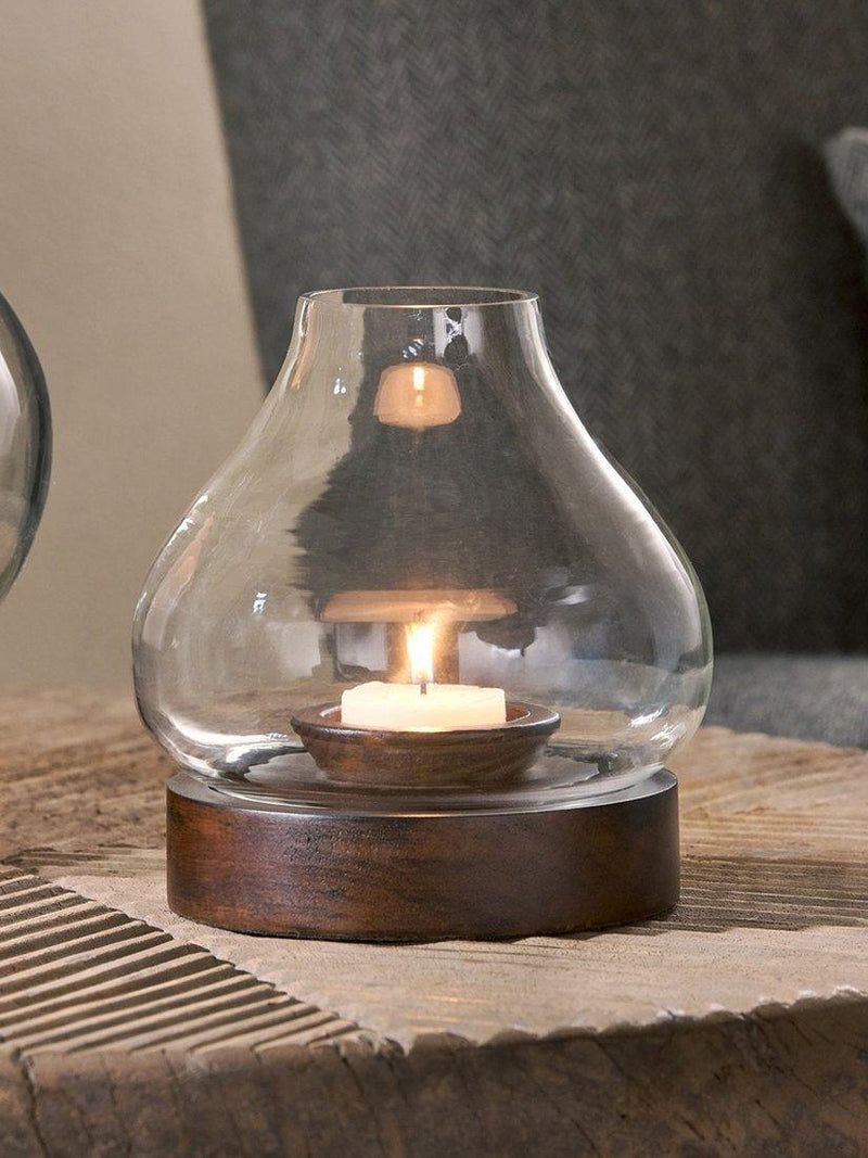 nkuku Narya lantern candle holder dark stain small (British brand)