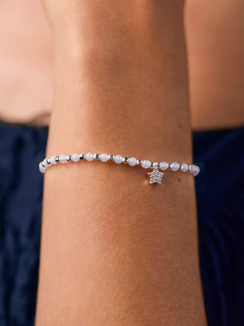 Estella Bartlett silver blue agate star beaded bracelet, UK version