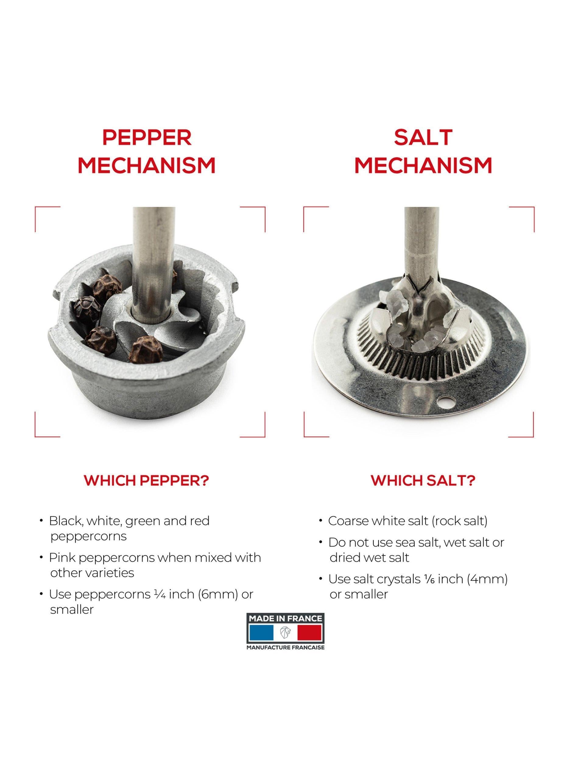 Peugeot Night Chic salt and pepper mills 12cm matt black, imported from the UK