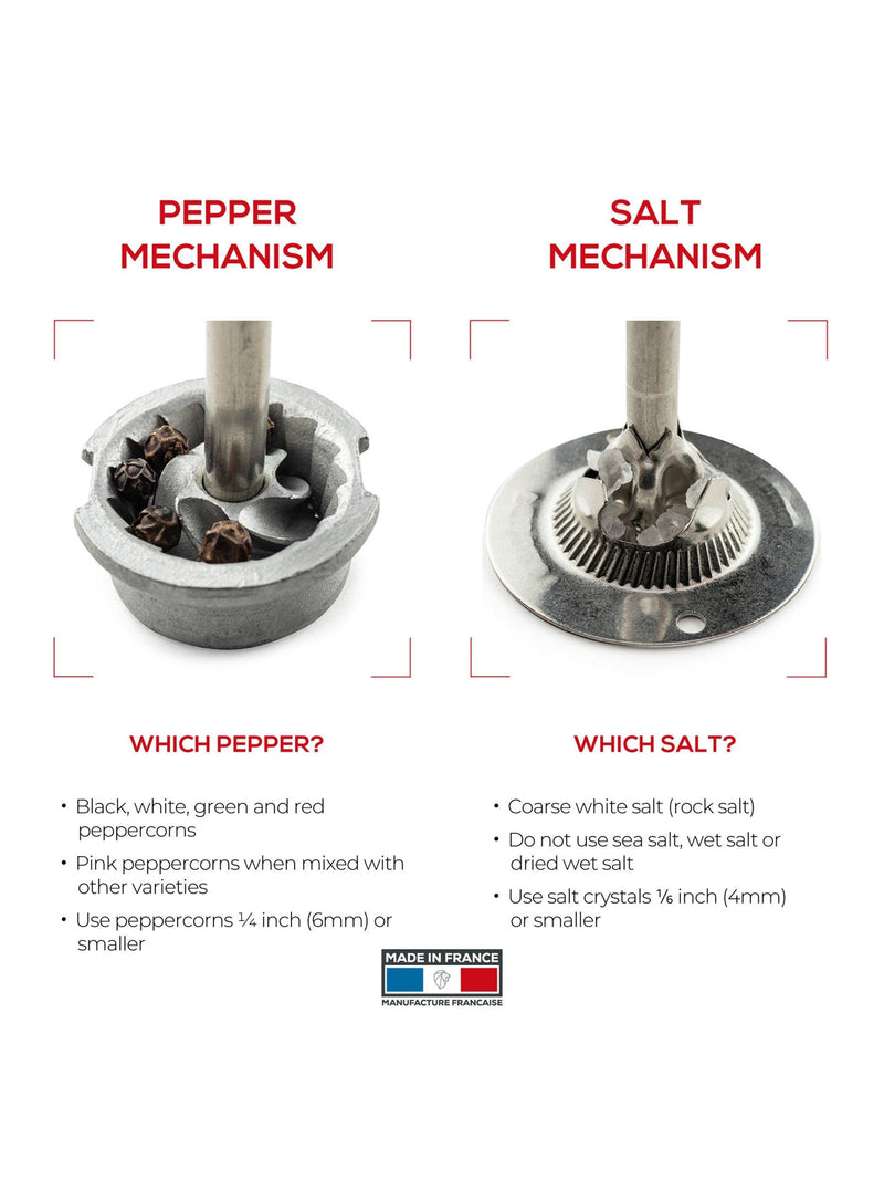 Peugeot Night Chic salt and pepper mills 12cm matt black, imported from the UK