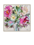 John Lewis Anna Cher 'Blossoms Whispers' Framed Canvas Print, 84 x 84cm, Pink/Green