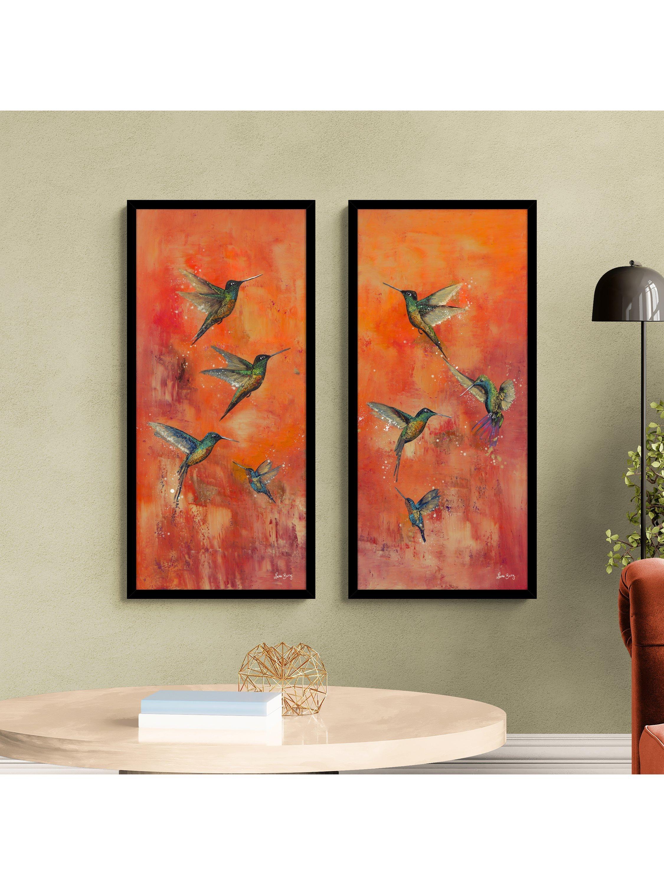 John Lewis Laure Bury 'Nature's Realm I' framed print, set of 2, 103.5 x 48.5cm, orange/green, UK version