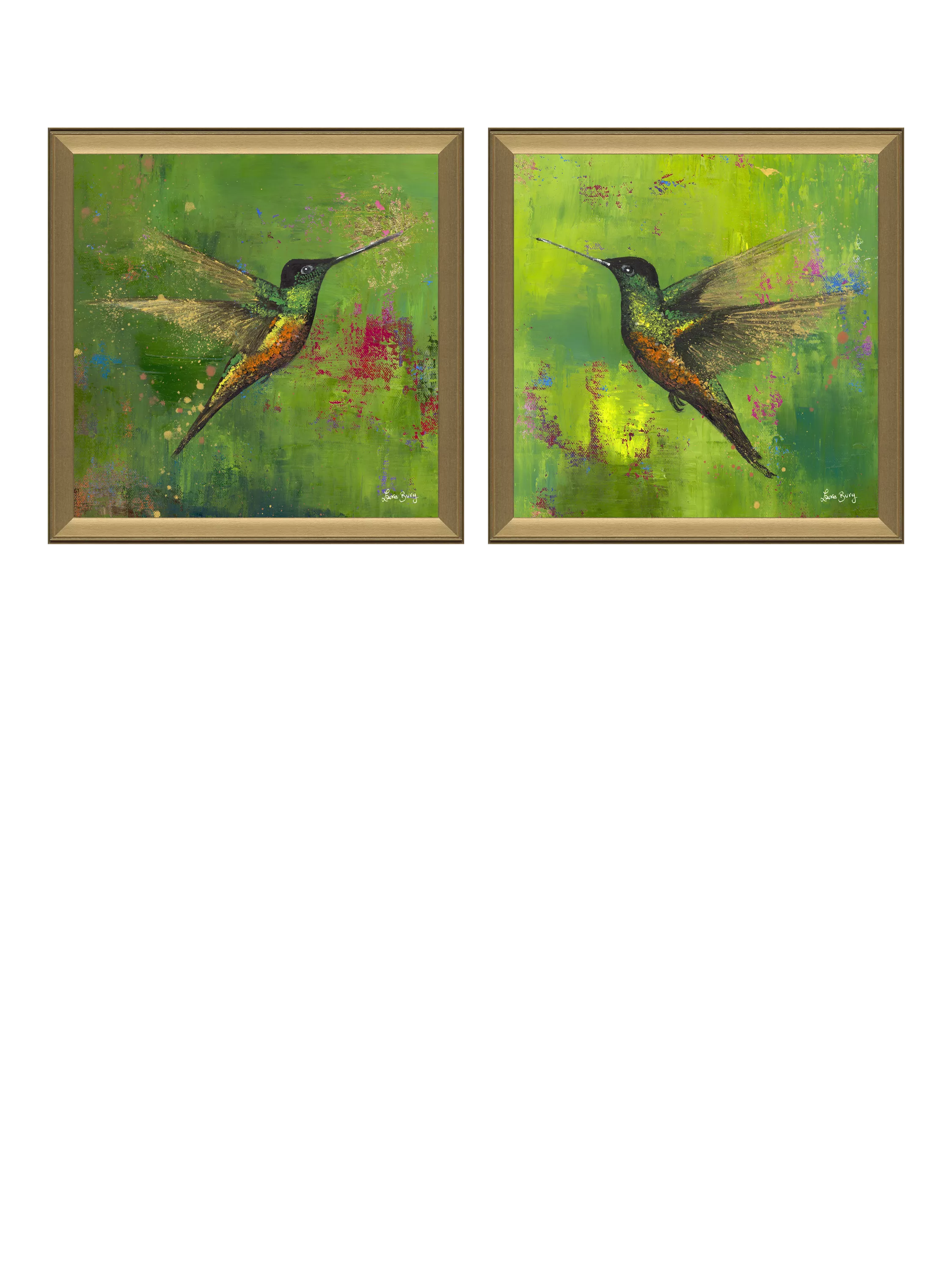 John Lewis framed print set Nature's Realm I green 55x55cm, imported from the UK