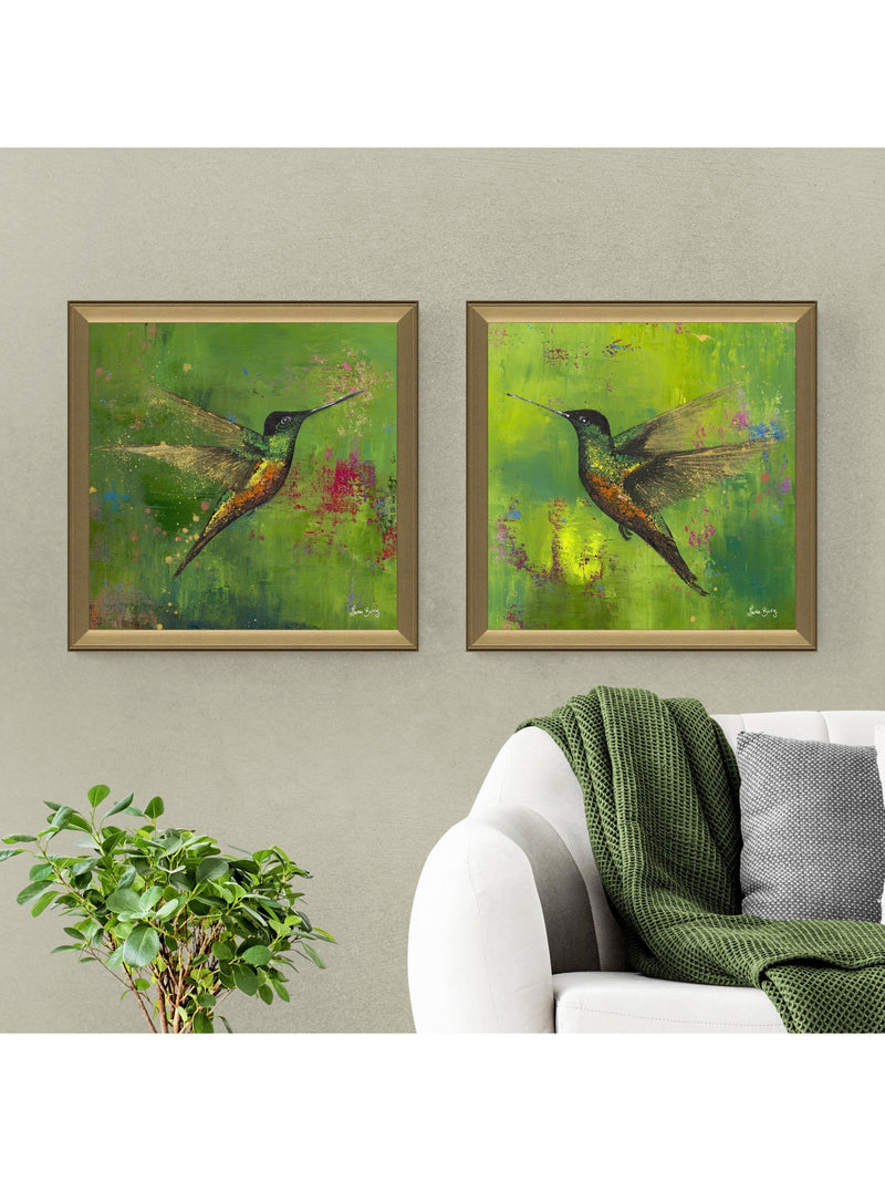 John Lewis framed print set Nature's Realm I green 55x55cm, imported from the UK
