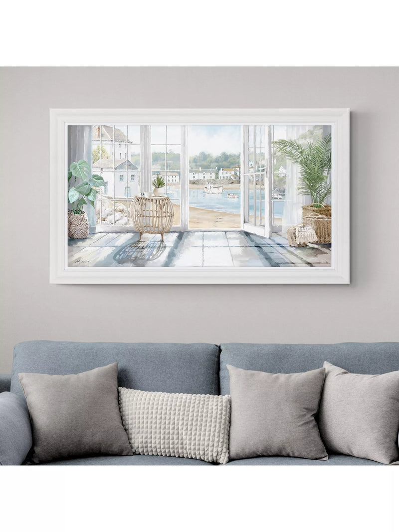 John Lewis Harbour View framed coastal print 110x60cm (British brand)