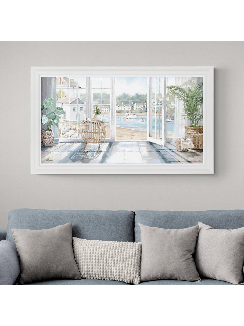 John Lewis Harbour View framed coastal print 110x60cm (British brand)