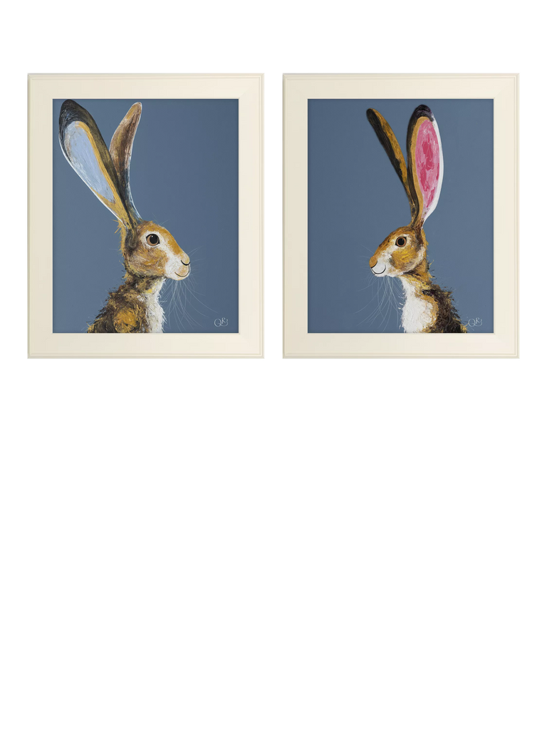 John Lewis Quinn Russell 'Aurora' & 'Harry' Framed Prints, Set of 2, 59 x 49cm, Blue/Cream