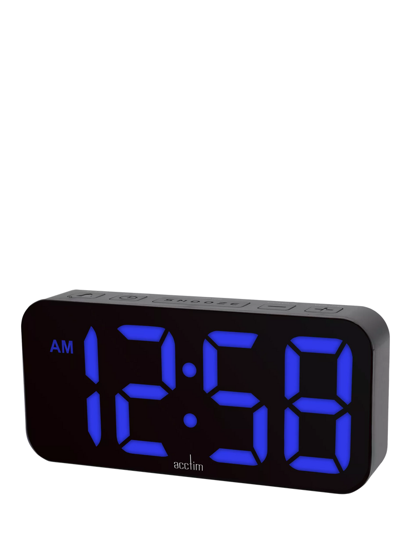 Acctim LED colour changing digital alarm clock black (British brand)