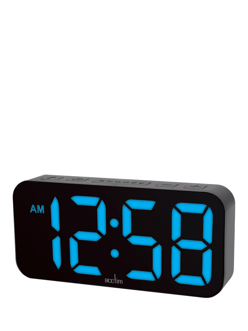 Acctim LED colour changing digital alarm clock black (British brand)