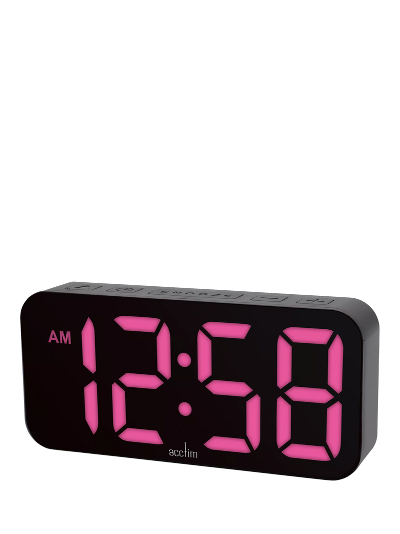 Acctim LED colour changing digital alarm clock black (British brand)