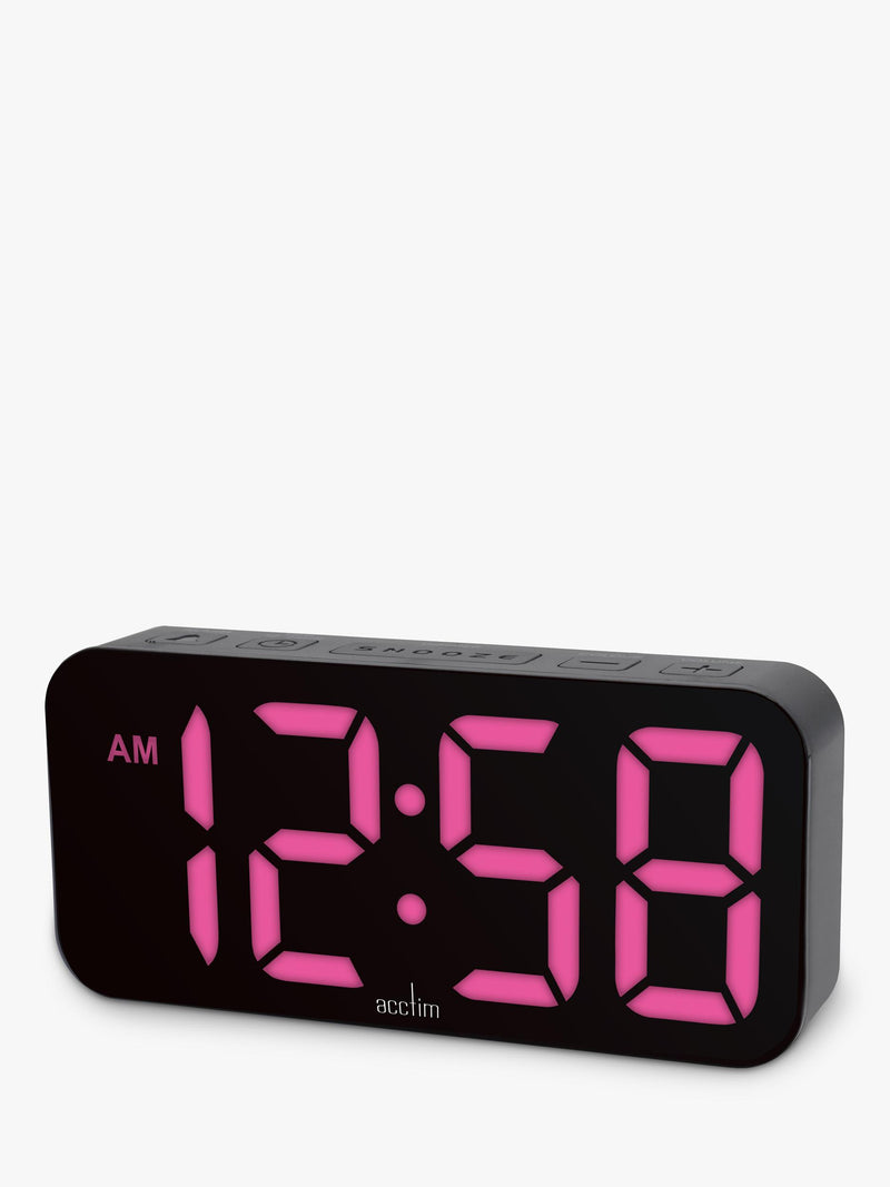 Acctim LED colour changing digital alarm clock black (British brand)
