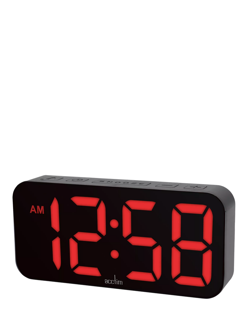 Acctim LED colour changing digital alarm clock black (British brand)