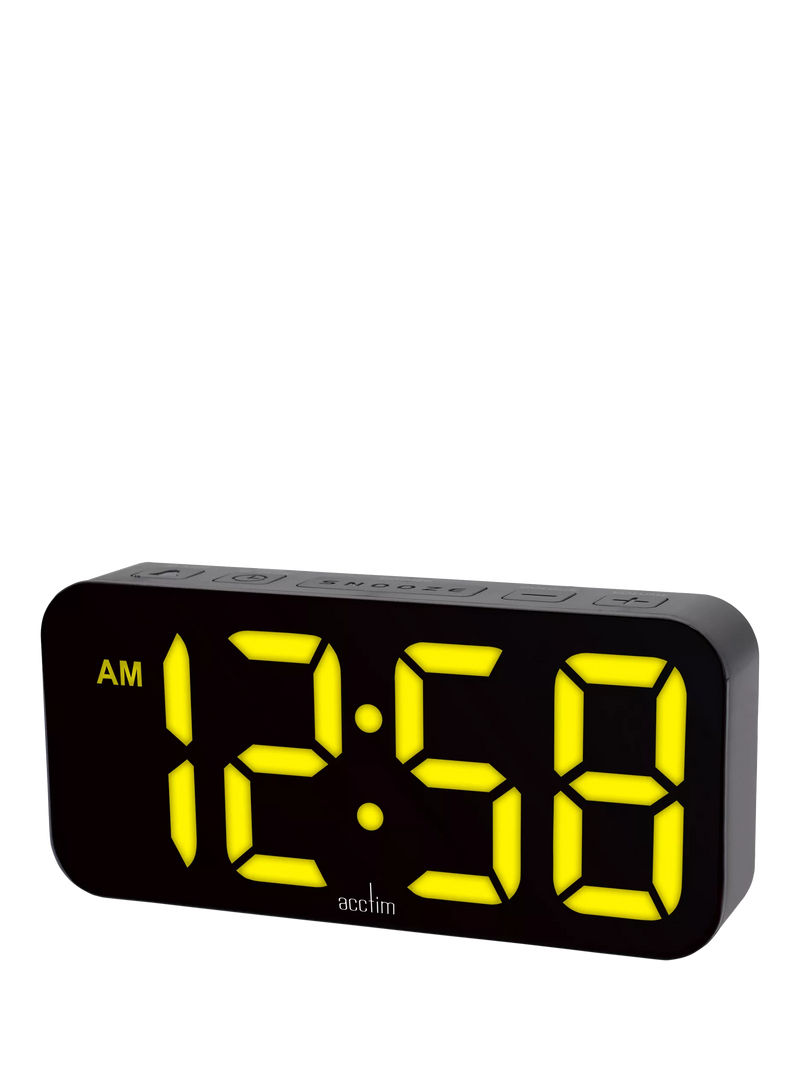 Acctim LED colour changing digital alarm clock black (British brand)