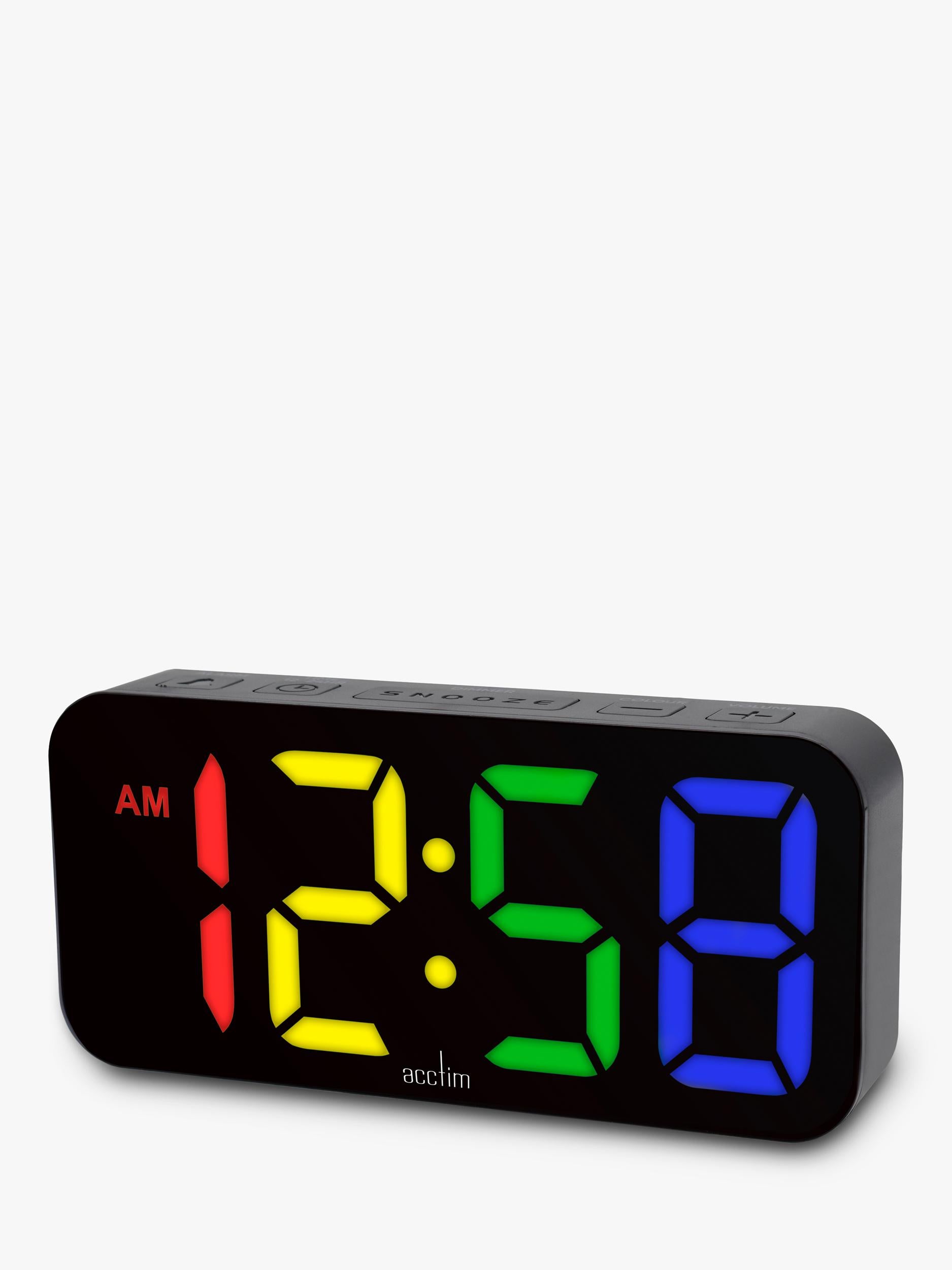 Acctim LED colour changing digital alarm clock black (British brand)