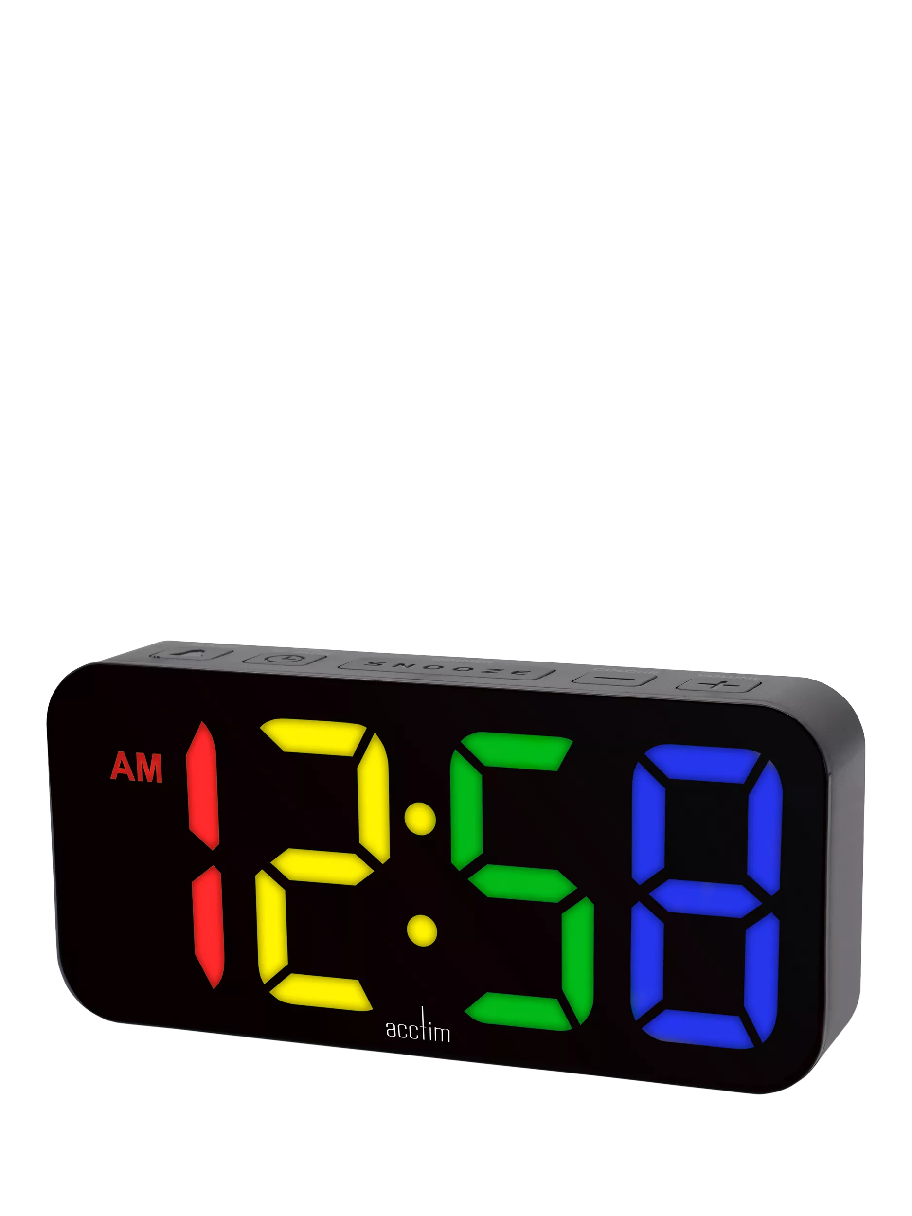 Acctim LED colour changing digital alarm clock black (British brand)