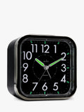 Acctim analogue square alarm clock black with luminous hands (British brand)