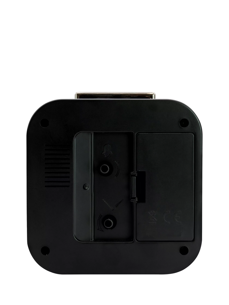 Acctim analogue square alarm clock black with luminous hands (British brand)