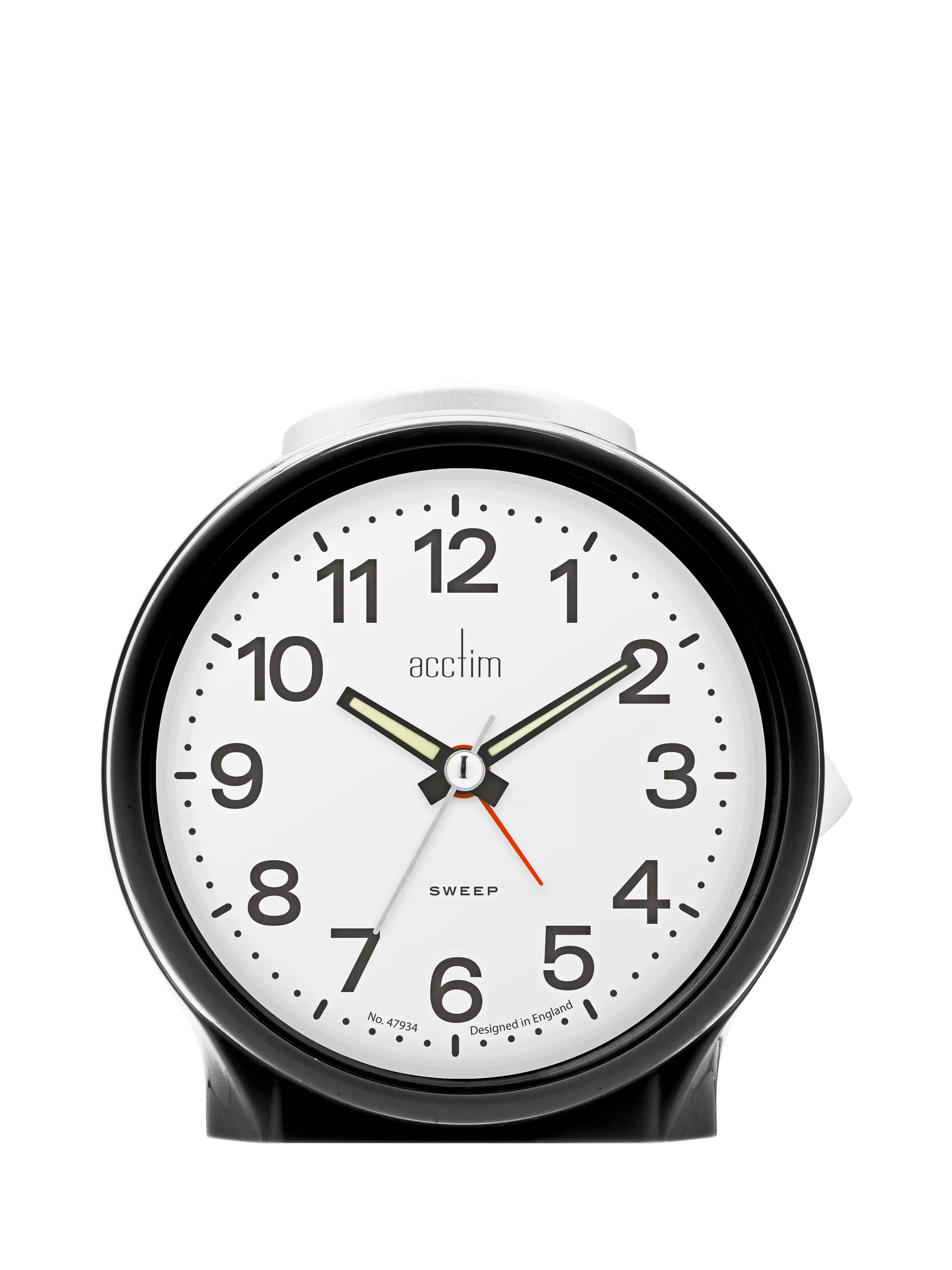 Acctim Emma Silent Sweep Analogue Alarm Clock in black - British product