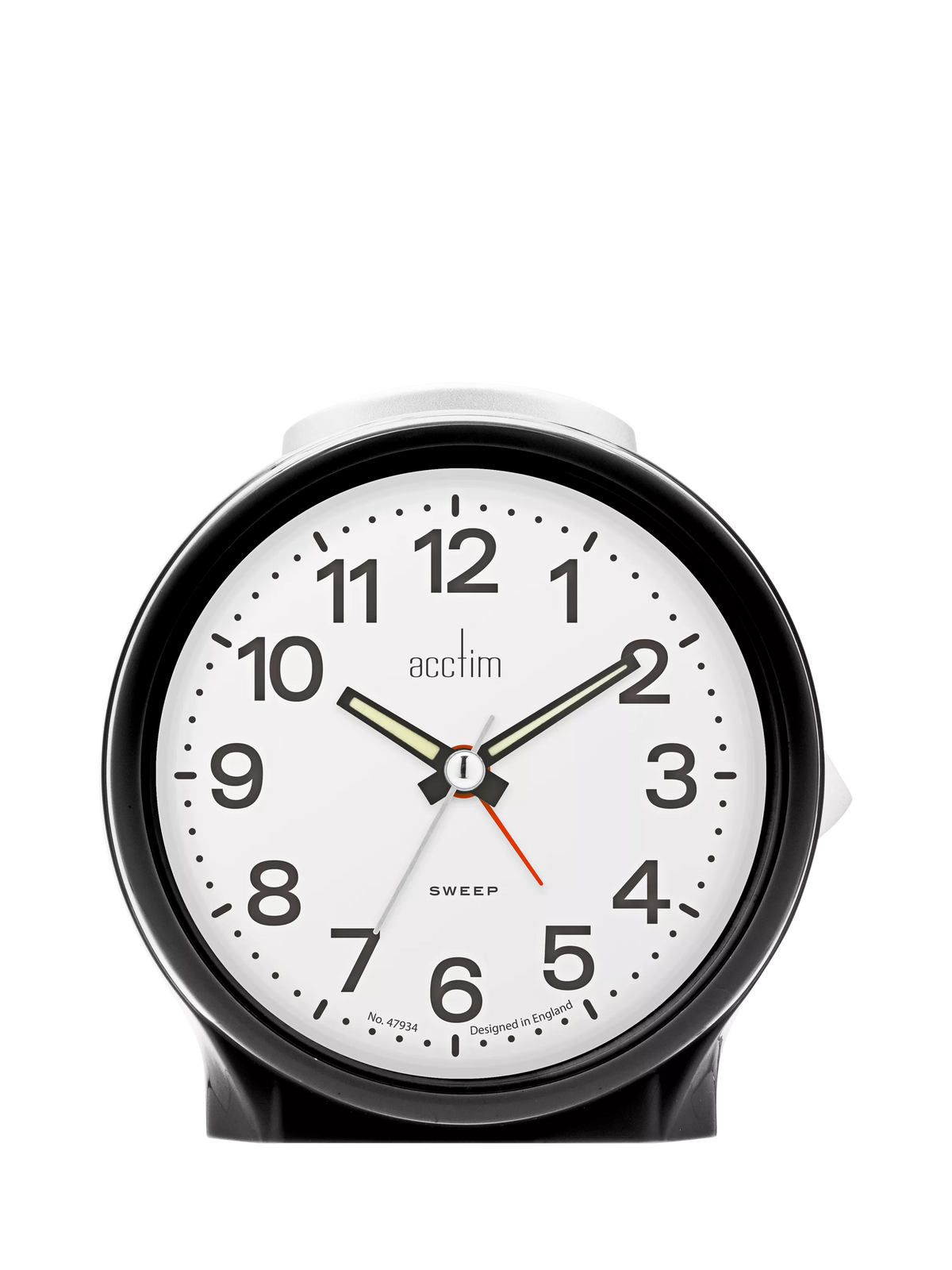 Acctim Emma Silent Sweep Analogue Alarm Clock in black - British product